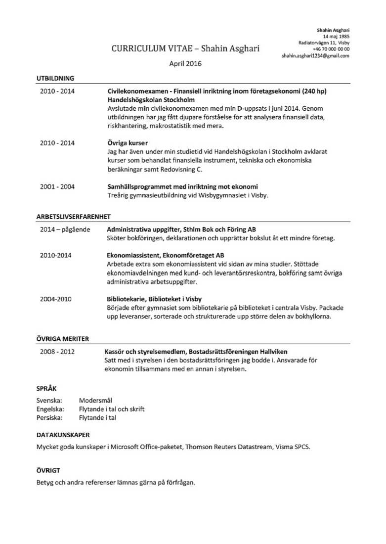 Hur Ska Ett Cv Se Ut