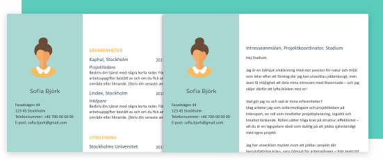 Matchande CV och personligt brev som liknar varandra
