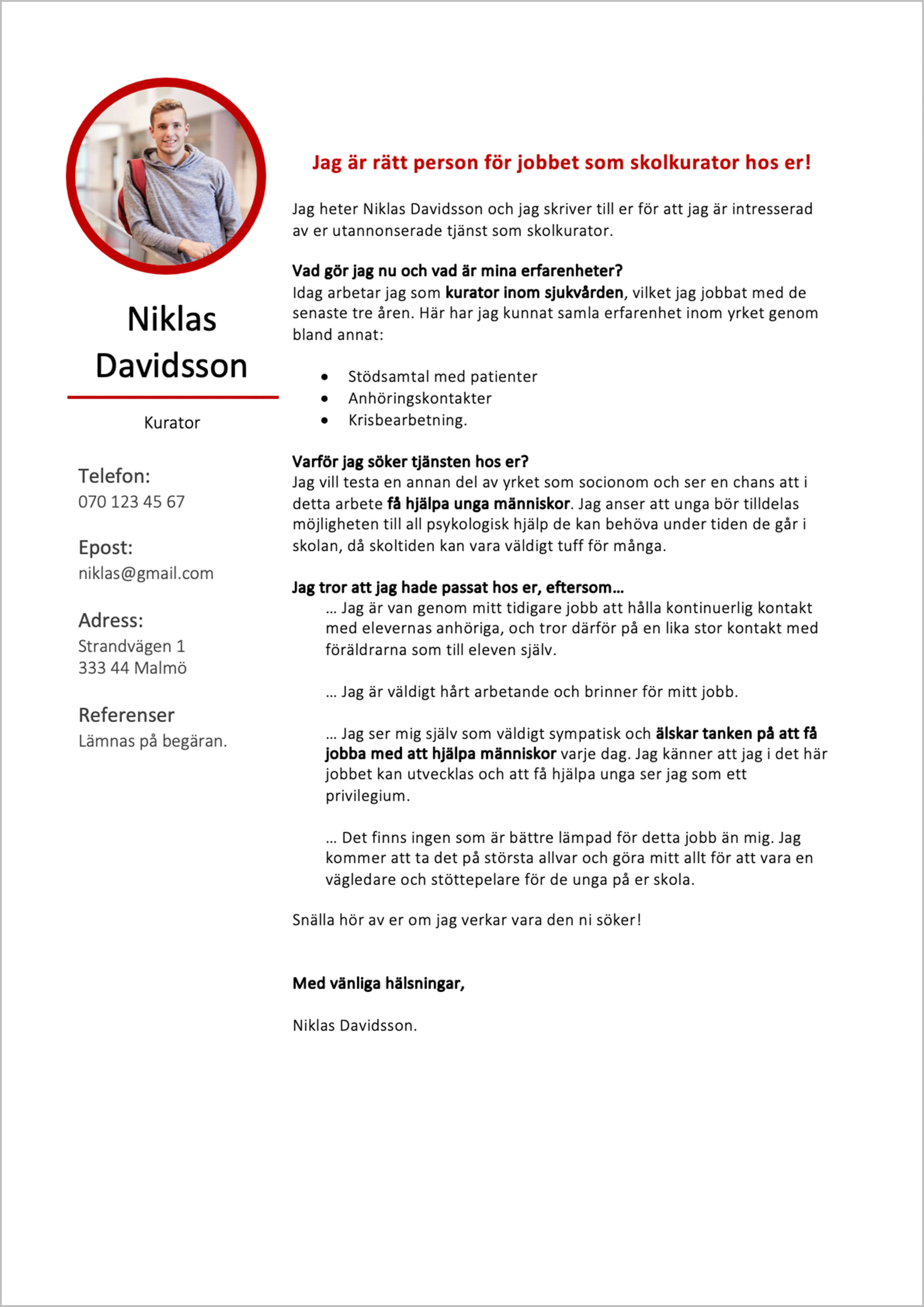 Personligt brev mallar, tips, exempel